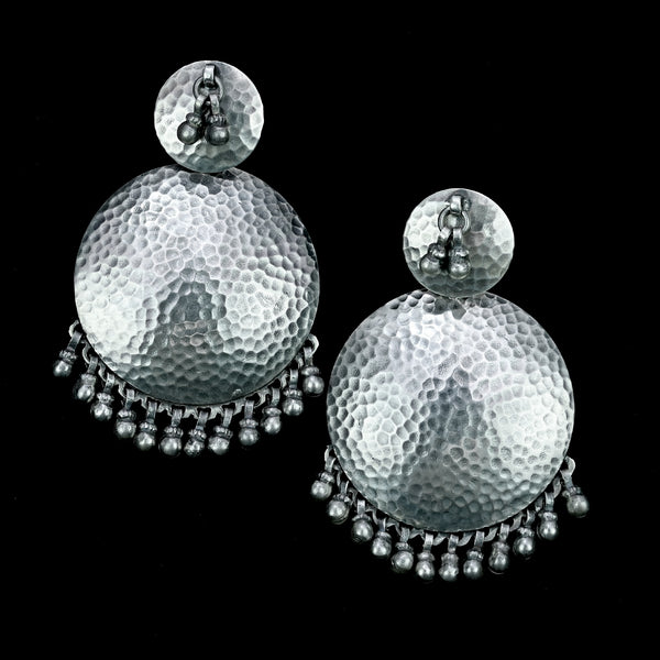 925 Silver Antique Hammered Design Earrings