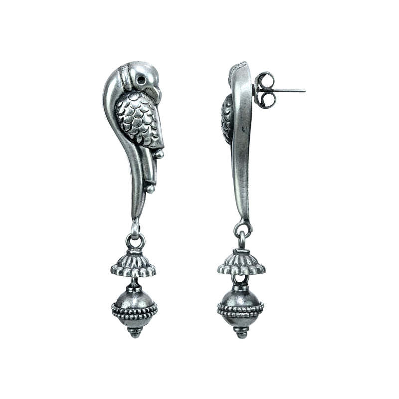 Pure Silver Antique Tribal Peacock Earring