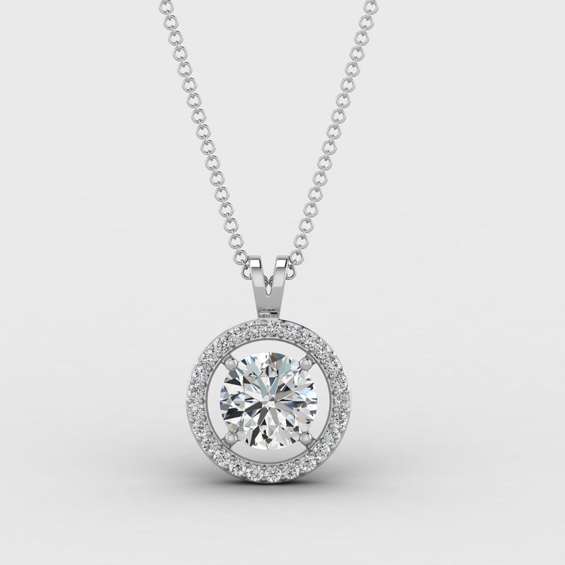 925 Sterling Silver Solitaire Round Zircon Pendant With Chain