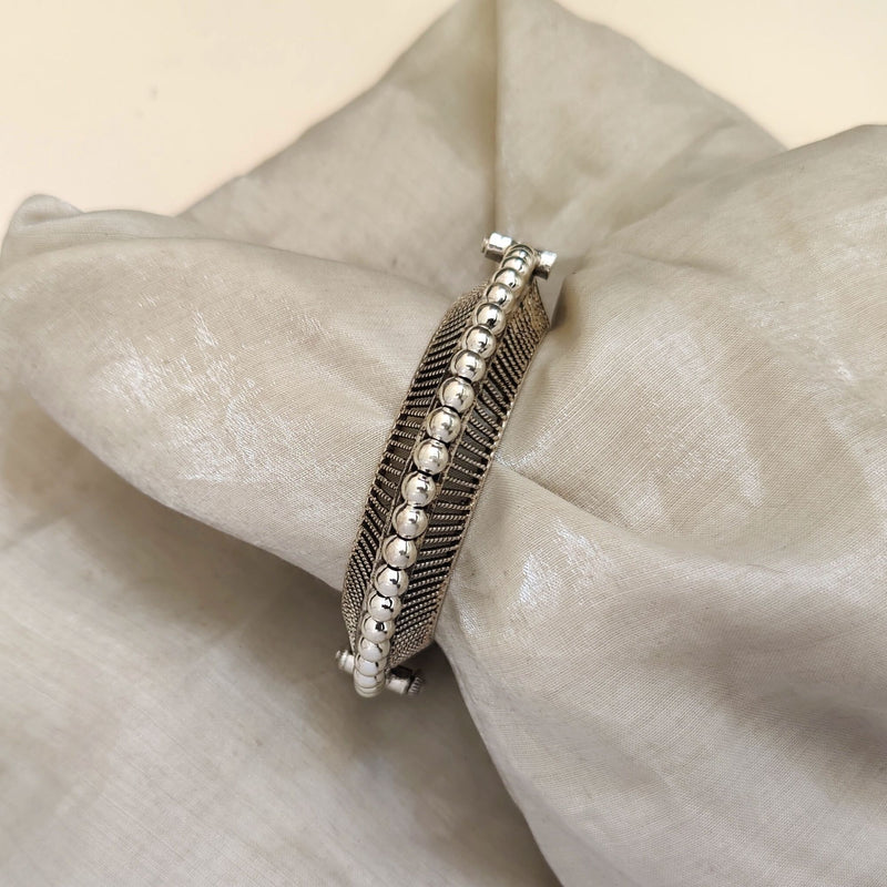 925 Silver Jaali Ghokhru Kada Bangle Single