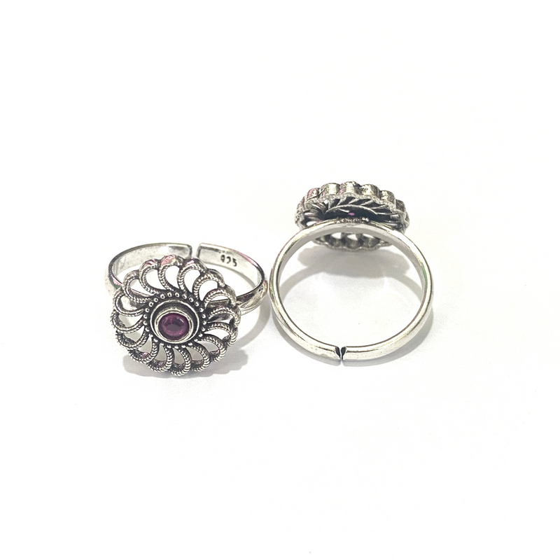 925 Sterling Silver Floral Toe Ring
