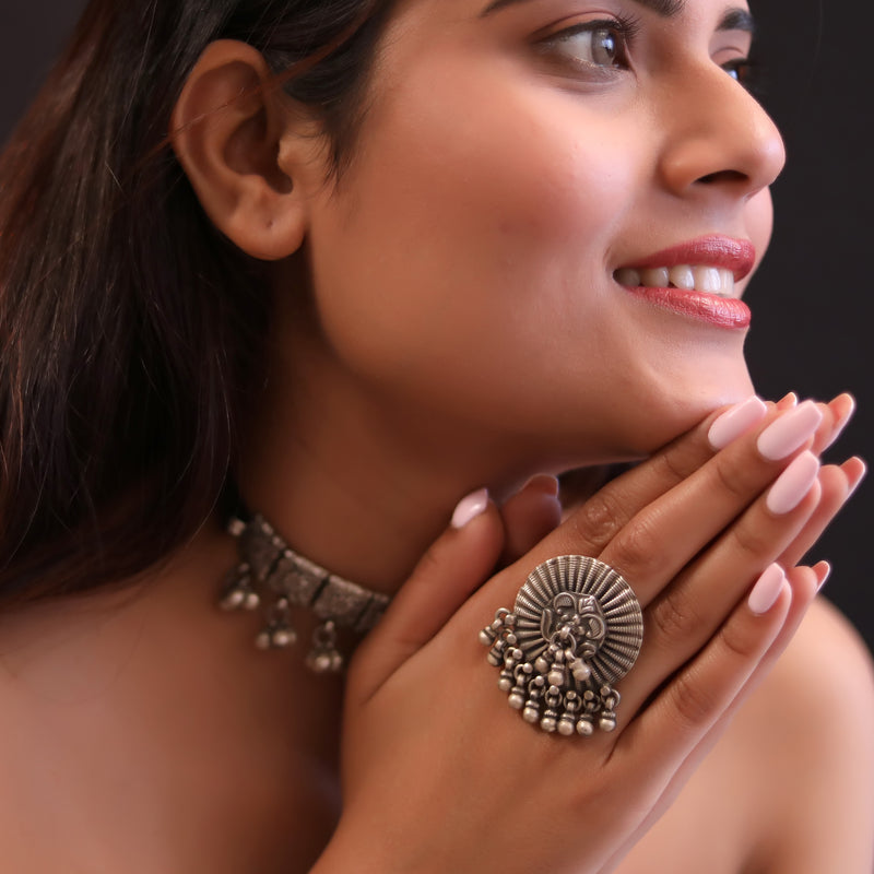 SILVER RING WITH PEARL IN SIZE-21 | Krishnapearls