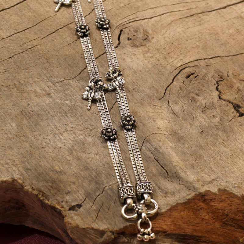 925 Silver Anklet Pair
