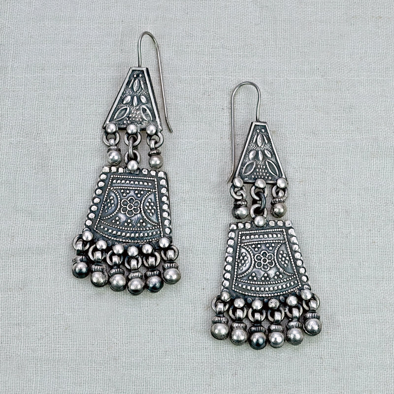 Pure Silver Classic layered Drop Earrings