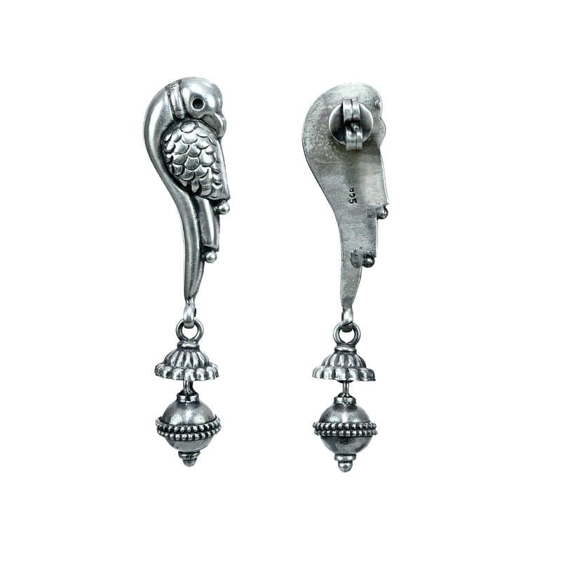 Pure Silver Antique Tribal Peacock Earring