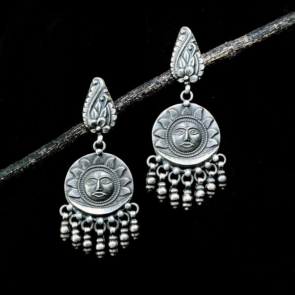 Silver Handcrafted Tribal Surya Earrings