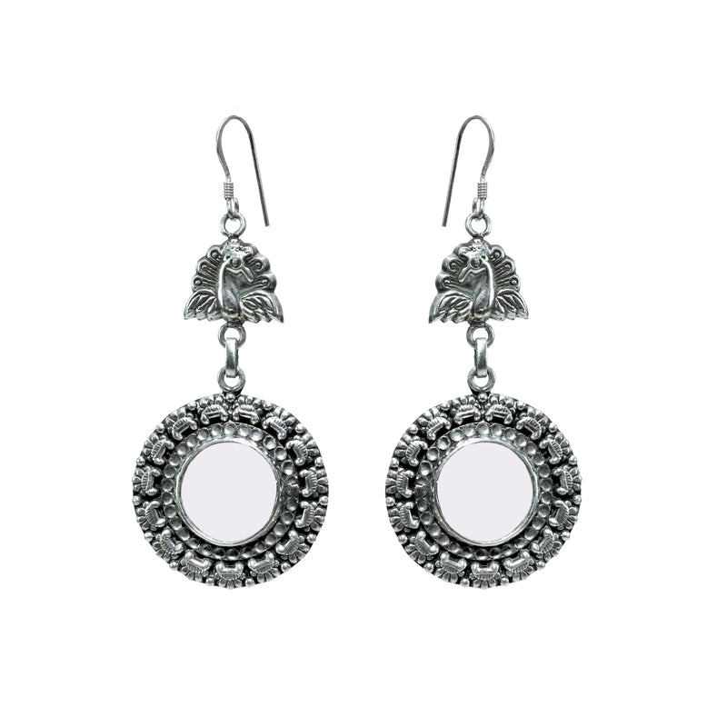 925 Silver Mirror Dangle Drop Earrings