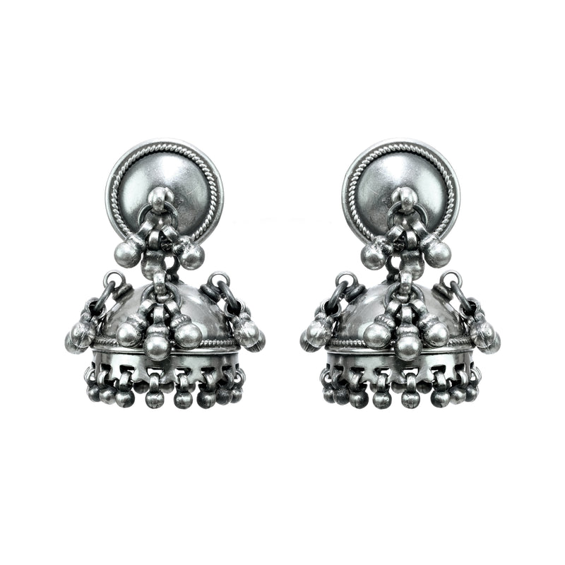 925 Silver Mini Jhumki Earrings with Ghughri