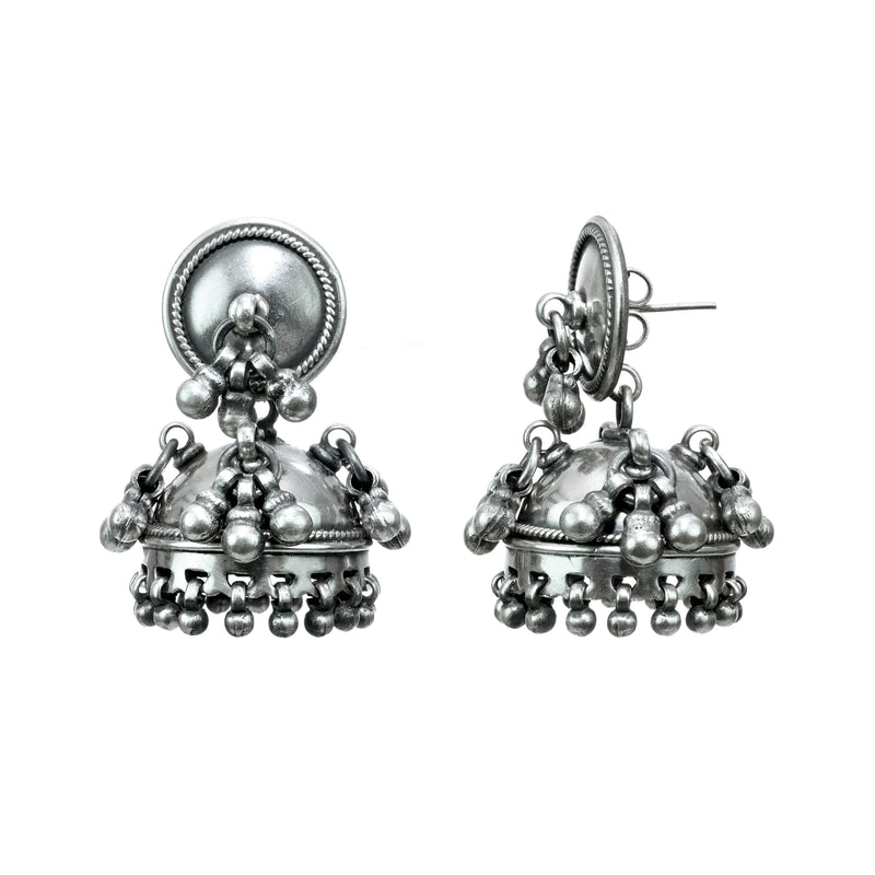 925 Silver Mini Jhumki Earrings with Ghughri