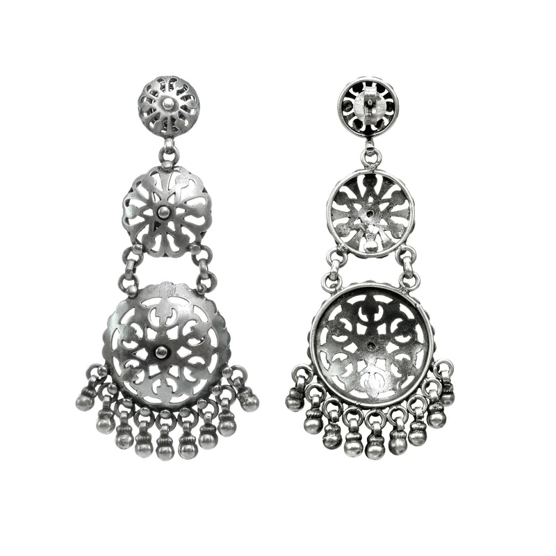 925 Silver Tribal Jaali ghunghroo Earrings