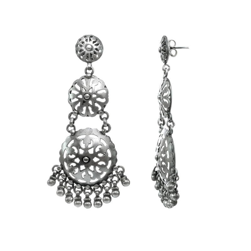 925 Silver Tribal Jaali ghunghroo Earrings
