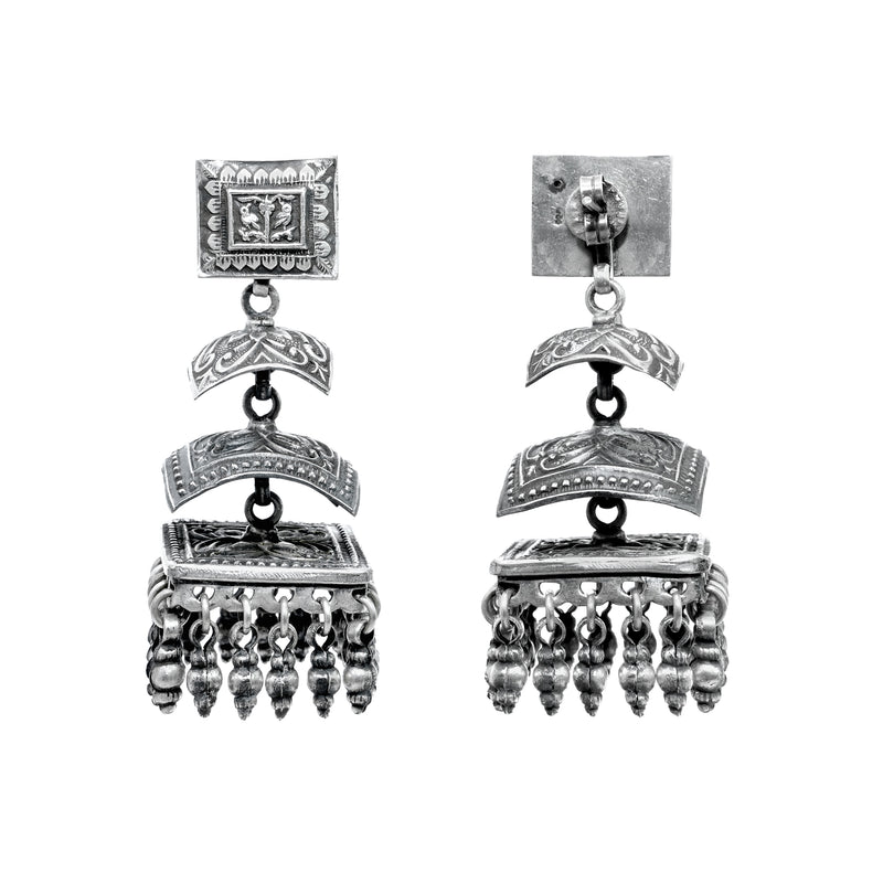 925 Silver Triple Layer Jhumka Earring