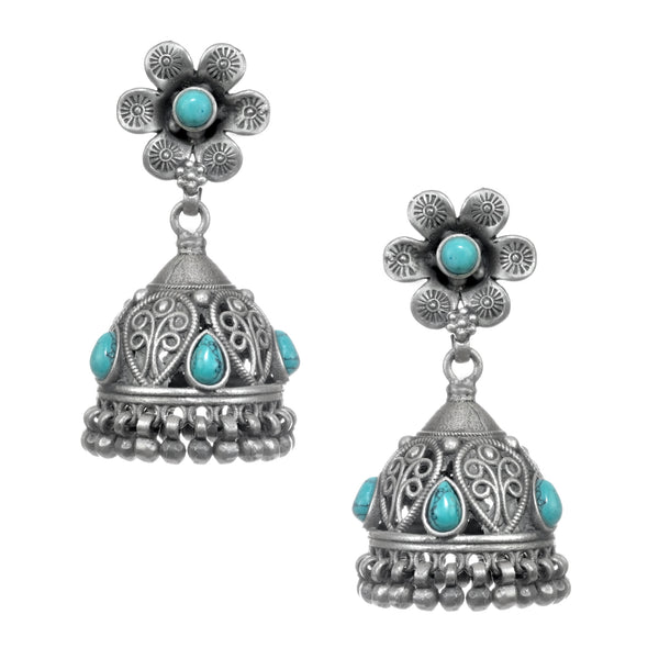 925 Sterling Silver turquoise Jhumki Earring