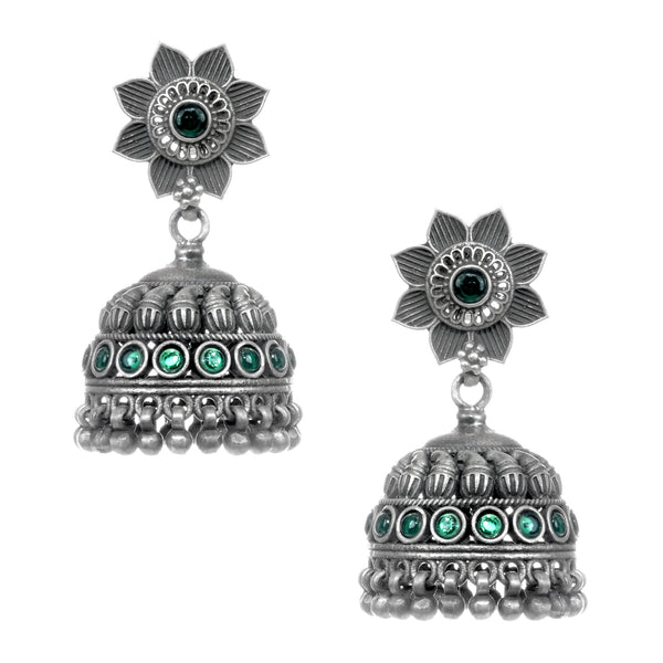 925 Sterling Silver Floral Jhumka Earrings
