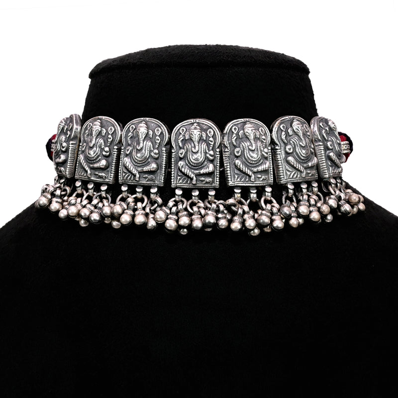 Sterling Silver Vintage Lord Ganesha Collar Choker