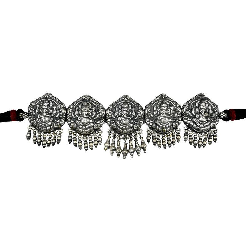 Pure Sterling Silver Ganesha Choker Necklace
