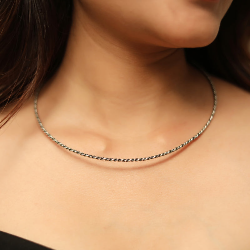 925 Silver Twisted Hasli Necklace