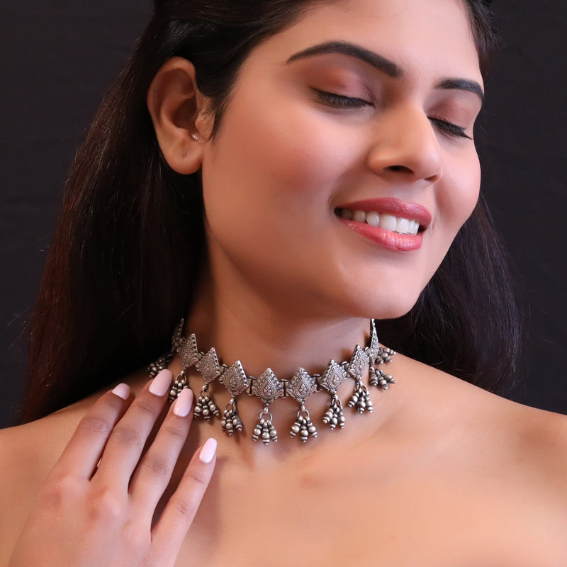 925 Sterling Silver Handcrafted Choker Necklace
