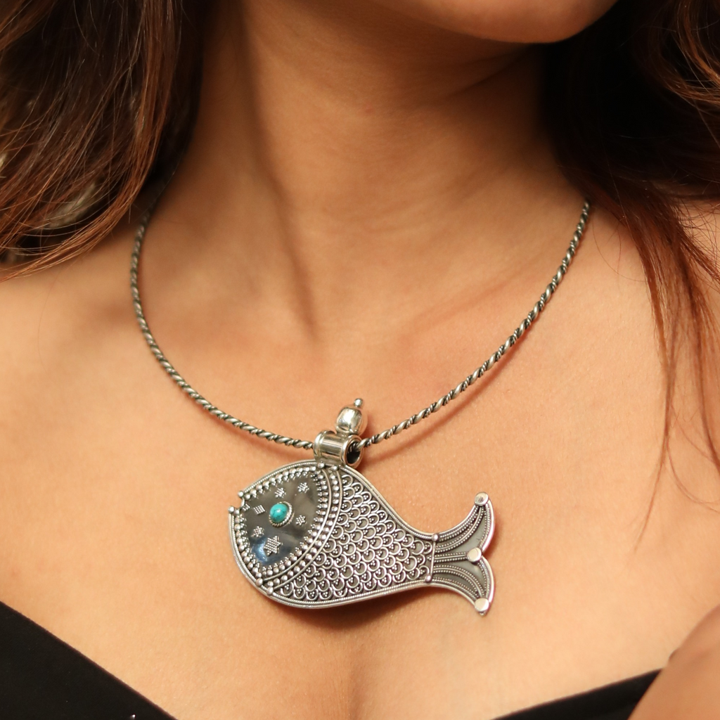 Buy Mooclife 925 Sterling Silver Fashion Cute Hollow Fish Pendant