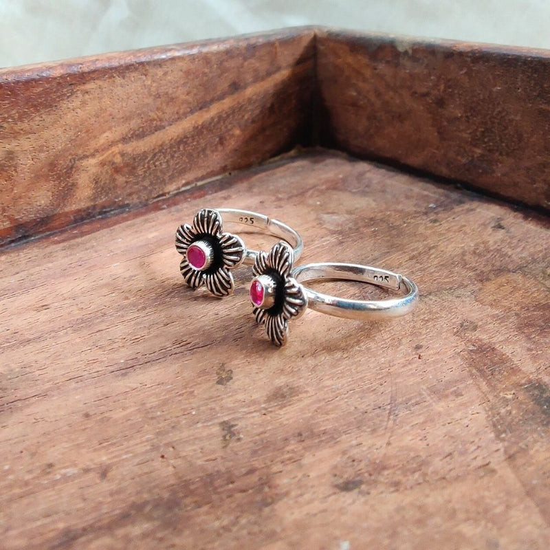 925 Silver Floral Toe Ring