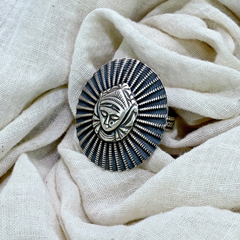 925 Silver Goddess Durga Maa Ring Adjustable for women and girls