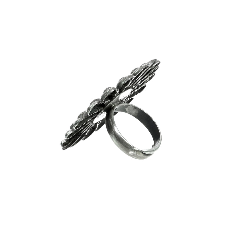 Silver Handcrafted Multi Parrots Ring Adjustable