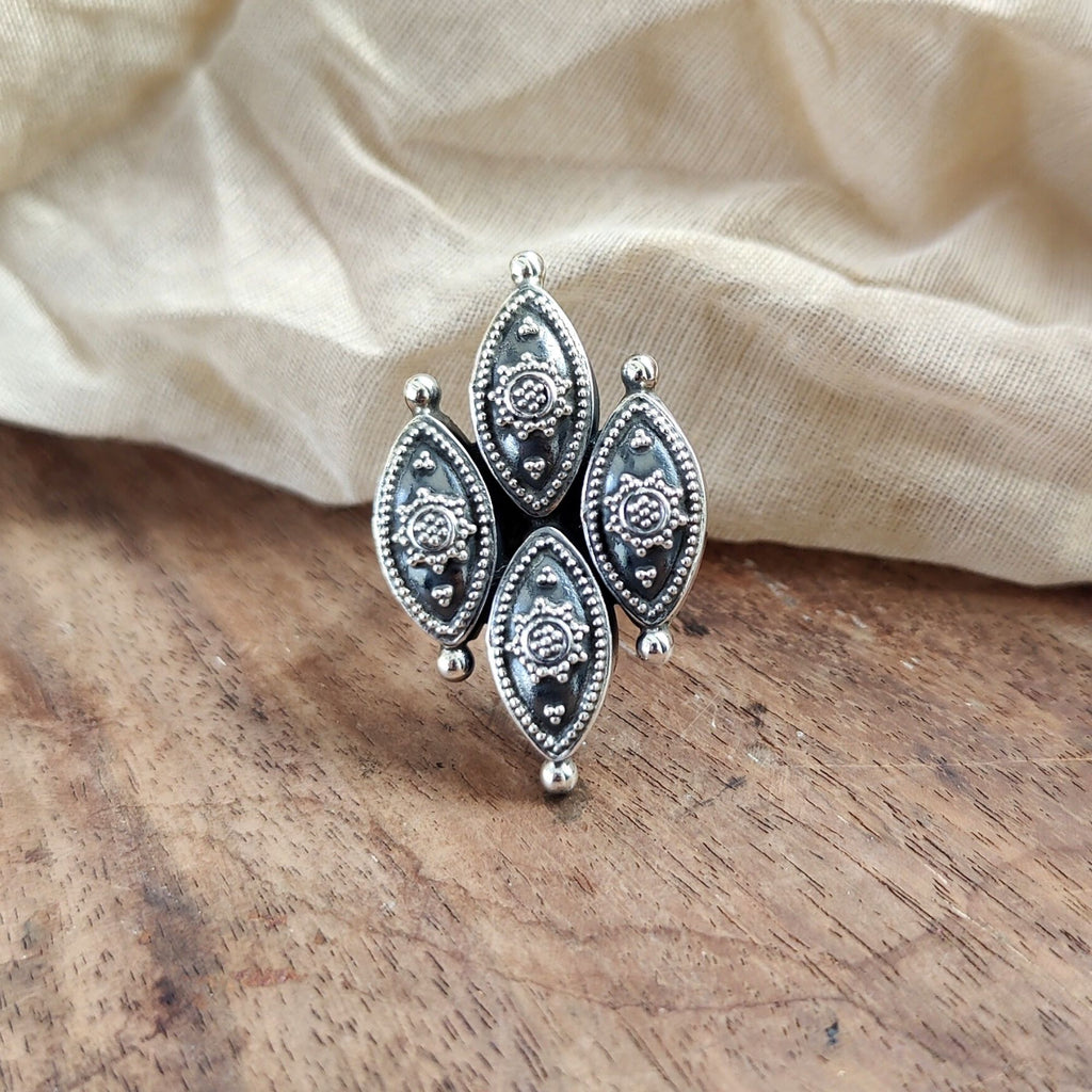 925 Silver Tribal Antique Ring Adjustable – Joharcart