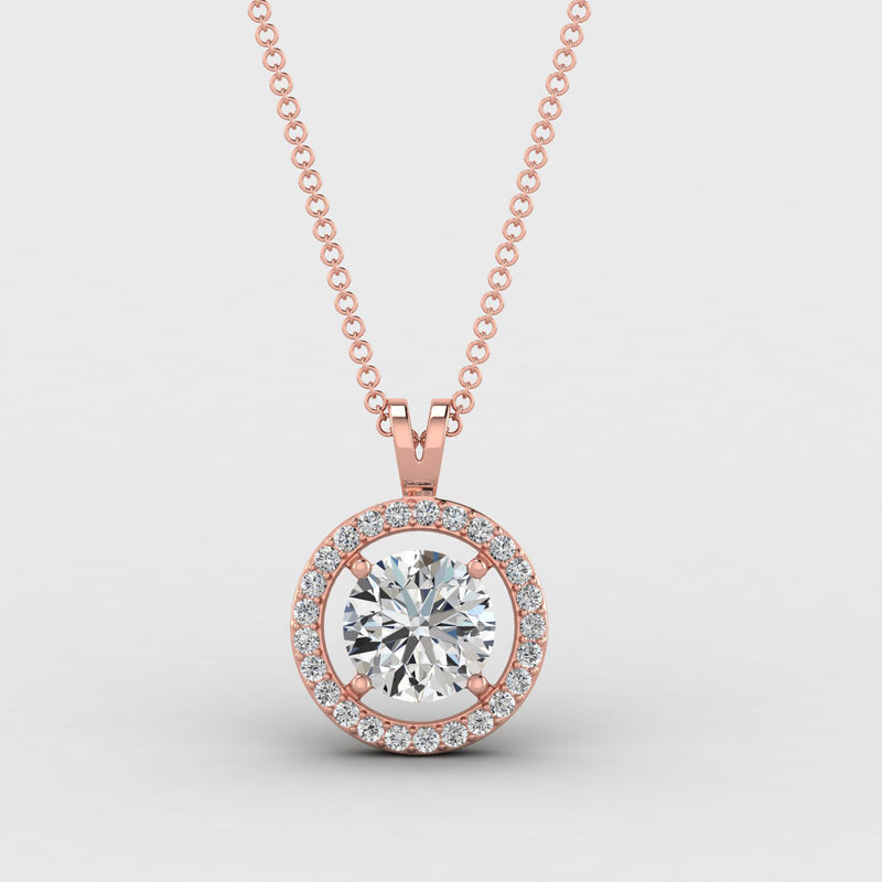 925 Sterling Silver Solitaire Round Zircon Pendant With Chain