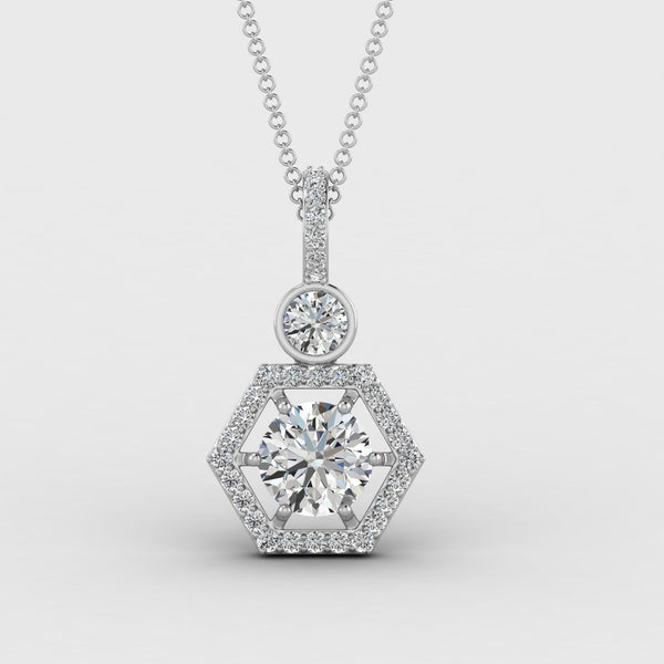 925 Sterling Silver Twins Solitaire Zircon Pendant With Chain
