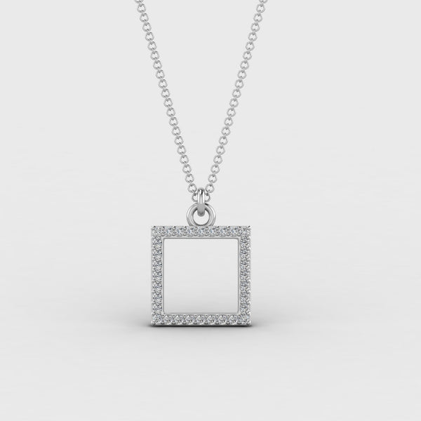 925 Sterling Silver Square Zircon Necklace Pendant With Chain Joharcart