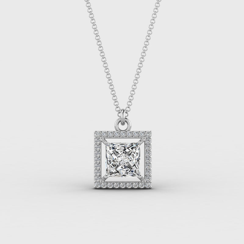 925 Sterling Silver Solitaire Zircon Necklace Pendant With Chain